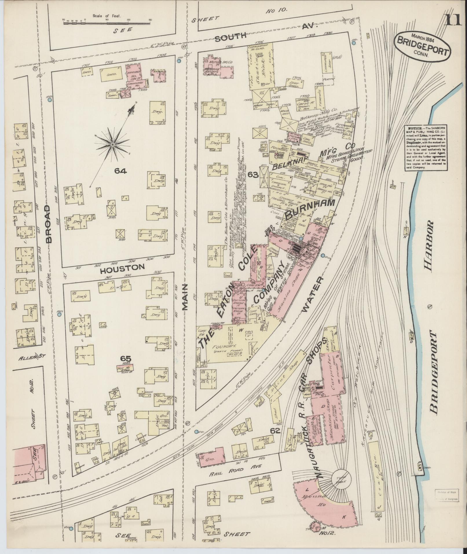 Sanborn Fire Insurance Map from Bridgeport, Fairfield County, Connecticut (1884), Sheet #0011 - Complete Map Set gallery image, historic Sanborn map, vintage wall art, Connecticut Connecticut