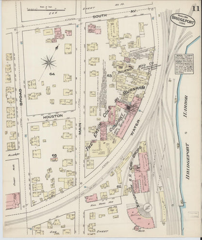 Sanborn Fire Insurance Map from Bridgeport, Fairfield County, Connecticut (1884), Sheet #0011 - Complete Map Set gallery image, historic Sanborn map, vintage wall art, Connecticut Connecticut