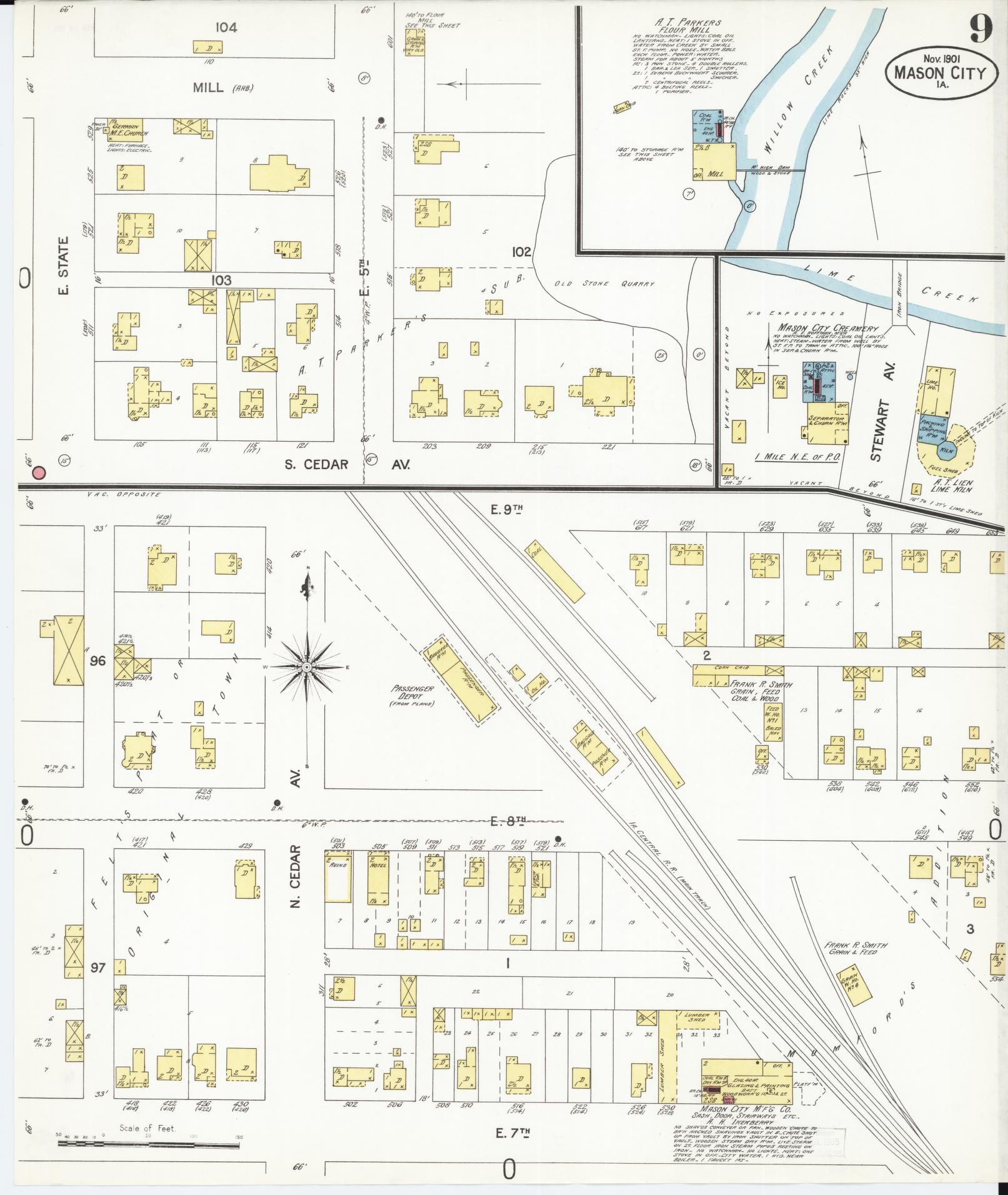 Sanborn Fire Insurance Map from Mason City, Cerro Gordo County, Iowa (1901), Sheet #0009 - Historic Sanborn Fire Insurance Map Print
