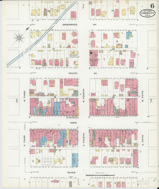 Sanborn Fire Insurance Map from Canon City, Fremont County, Colorado (1908), Sheet #0006 - Historic Sanborn Fire Insurance Map Print, vintage old map wall art, antique decor, genealogy gift, Colorado Colorado map