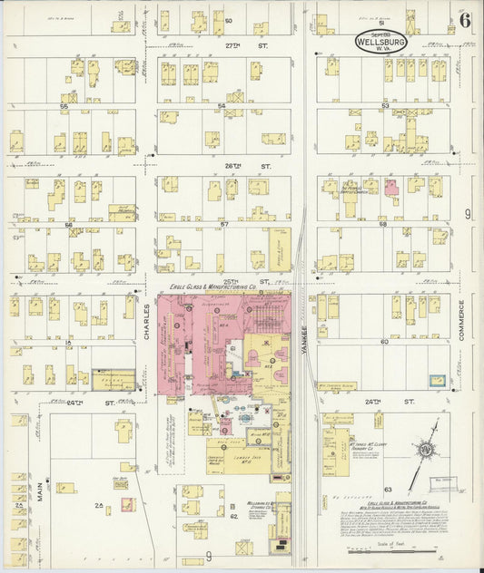 Sanborn Fire Insurance Map from Wellsburg, Brooke County, West Virginia (1913), Sheet #0006 - Historic Sanborn Fire Insurance Map Print, vintage old map wall art, antique decor, genealogy gift, West Virginia West Virginia map