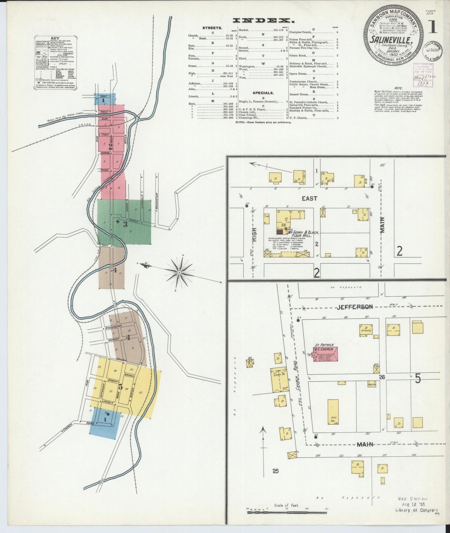 Sanborn Fire Insurance Map from Salineville, Columbiana County, Ohio (1902), Sheet #0001 - Complete Map Set gallery image, historic Sanborn map, vintage wall art, Ohio Ohio