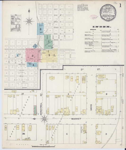 Sanborn Fire Insurance Map from Hoopeston, Vermilion County, Illinois (1890), Sheet #0001 - Historic Sanborn Fire Insurance Map Print, vintage old map wall art, antique decor, genealogy gift, Illinois Illinois map