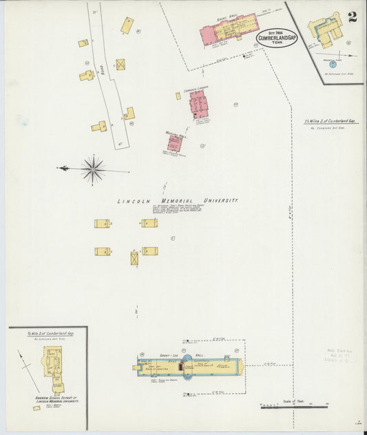 Sanborn Fire Insurance Map from Cumberland Gap, Claiborne County, Tennessee (1906), Sheet #0002 - Historic Sanborn Fire Insurance Map Print, vintage old map wall art, antique decor, genealogy gift, Tennessee Tennessee map