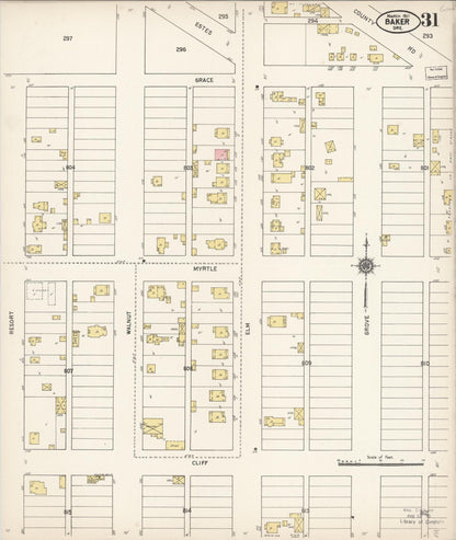 Sanborn Fire Insurance Map from Baker, Baker County, Oregon (1911), Sheet #0031 - Complete Map Set gallery image, historic Sanborn map, vintage wall art, Oregon Oregon