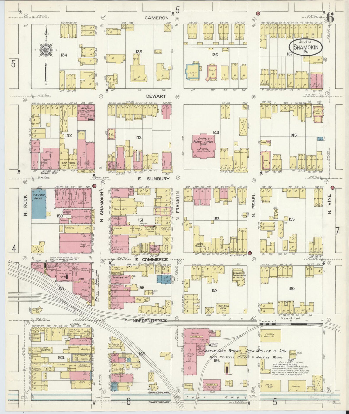 Sanborn Fire Insurance Map from Shamokin, Northumberland County, Pennsylvania (1913), Sheet #0006 - Historic Sanborn Fire Insurance Map Print, vintage old map wall art, antique decor, genealogy gift, Pennsylvania Pennsylvania map