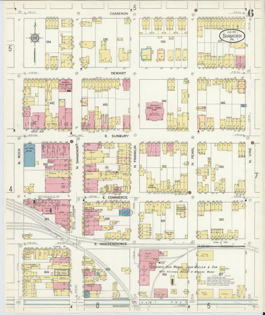 Sanborn Fire Insurance Map from Shamokin, Northumberland County, Pennsylvania (1913), Sheet #0006 - Historic Sanborn Fire Insurance Map Print, vintage old map wall art, antique decor, genealogy gift, Pennsylvania Pennsylvania map