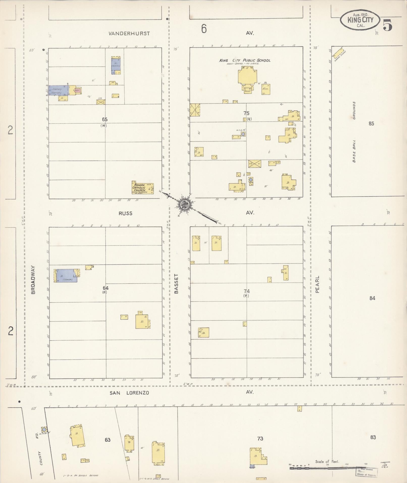 Sanborn Fire Insurance Map from King City, Monterey County, California (1910), Sheet #0005 - Historic Sanborn Fire Insurance Map Print, vintage old map wall art, antique decor, genealogy gift, California California map