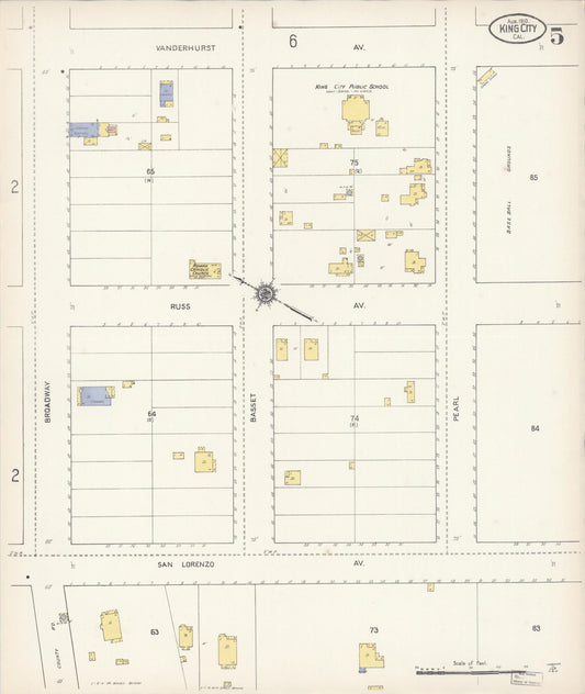 Sanborn Fire Insurance Map from King City, Monterey County, California (1910), Sheet #0005 - Historic Sanborn Fire Insurance Map Print, vintage old map wall art, antique decor, genealogy gift, California California map