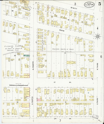 Sanborn Fire Insurance Map from Clinton, Clinton County, Iowa (1897), Sheet #0005 - Historic Sanborn Fire Insurance Map Print