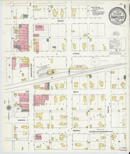 Sanborn Fire Insurance Map from Swayzee, Grant County, Indiana (1909), Sheet #0001 - Historic Sanborn Fire Insurance Map Print, vintage old map wall art, antique decor, genealogy gift, Indiana Indiana map