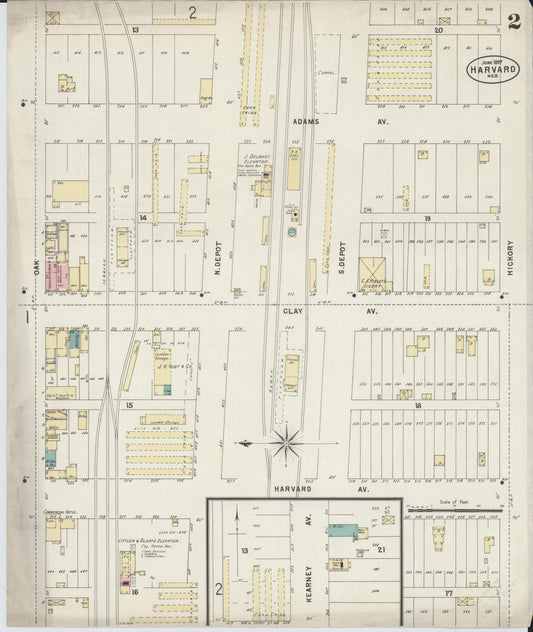 Sanborn Fire Insurance Map from Harvard, Clay County, Nebraska (1897), Sheet #0002 - Historic Sanborn Fire Insurance Map Print, vintage old map wall art, antique decor, genealogy gift, Nebraska Nebraska map