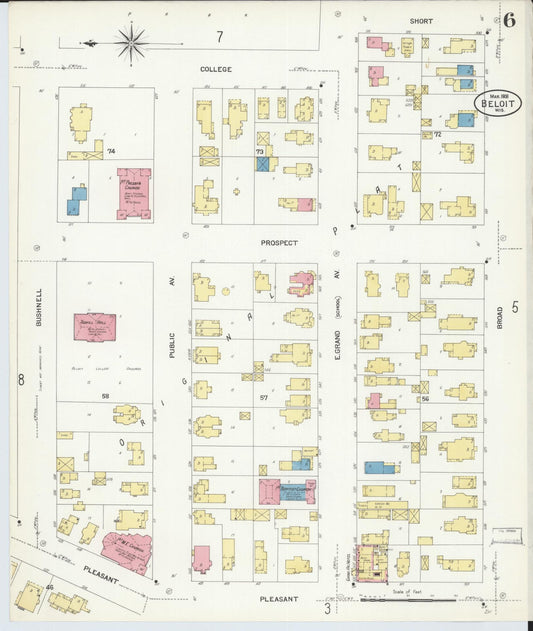 Sanborn Fire Insurance Map from Beloit, Rock County, Wisconsin (1908), Sheet #0006 - Historic Sanborn Fire Insurance Map Print, vintage old map wall art, antique decor, genealogy gift, Wisconsin Wisconsin map