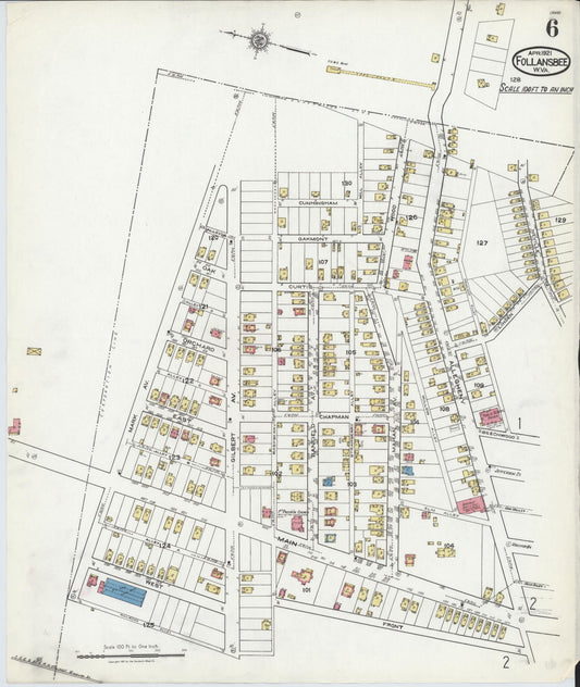 Sanborn Fire Insurance Map from Follansbee, Brooke County, West Virginia (1921), Sheet #0006 - Historic Sanborn Fire Insurance Map Print, vintage old map wall art, antique decor, genealogy gift, West Virginia West Virginia map