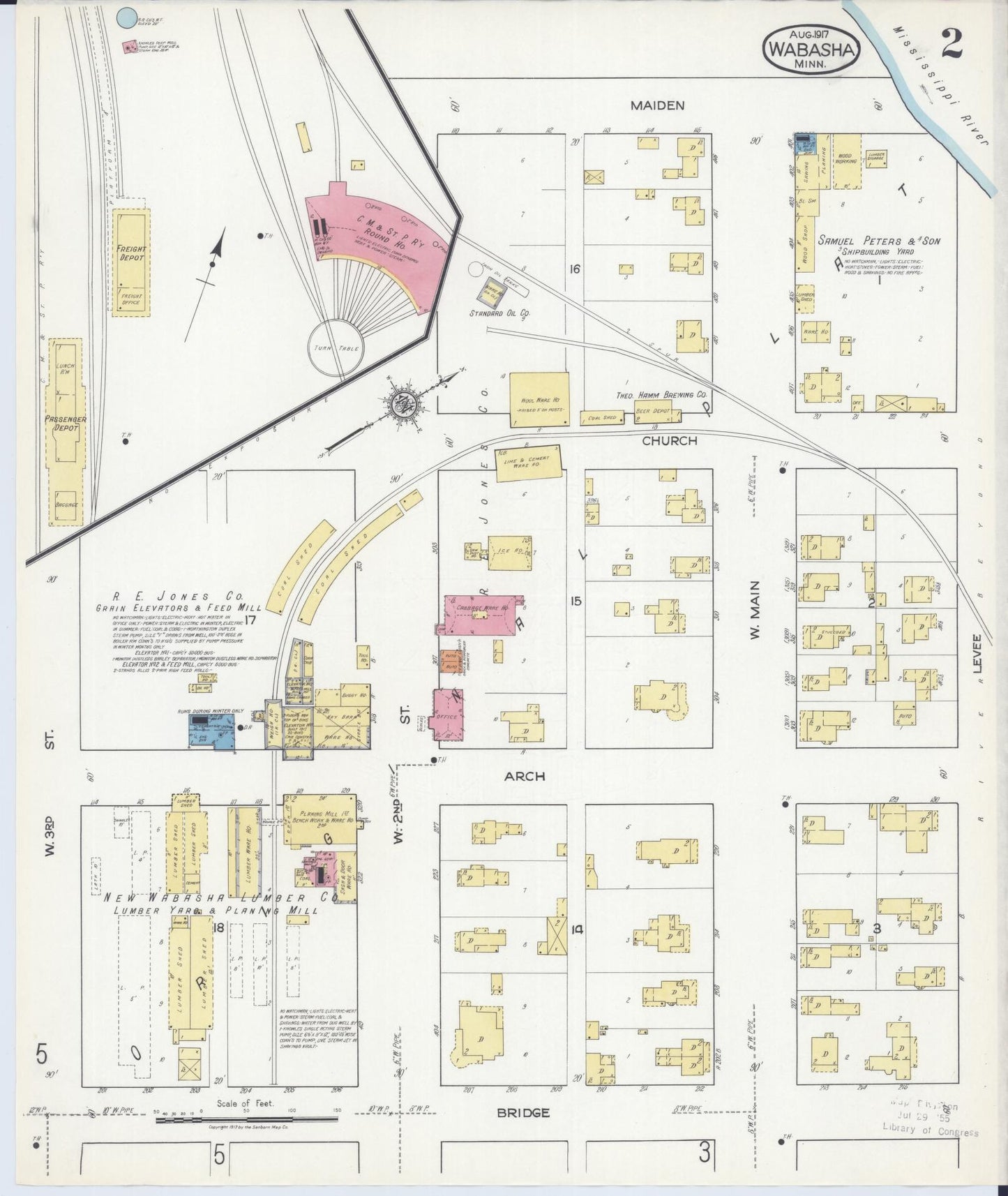 Sanborn Fire Insurance Map from Wabasha, Wabasha County, Minnesota (1917), Sheet #0002 - Complete Map Set gallery image, historic Sanborn map, vintage wall art, Minnesota Minnesota