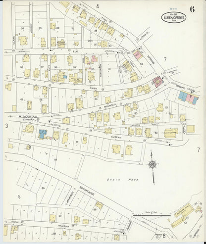 Sanborn Fire Insurance Map from Eureka Springs, Carroll County, Arkansas (1914), Sheet #0006 - Complete Map Set gallery image, historic Sanborn map, vintage wall art, Arkansas Arkansas