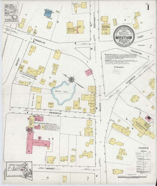 Sanborn Fire Insurance Map from Wrentham, Norfolk County, Massachusetts. (1919) – Historic Sanborn Fire Insurance Map Print