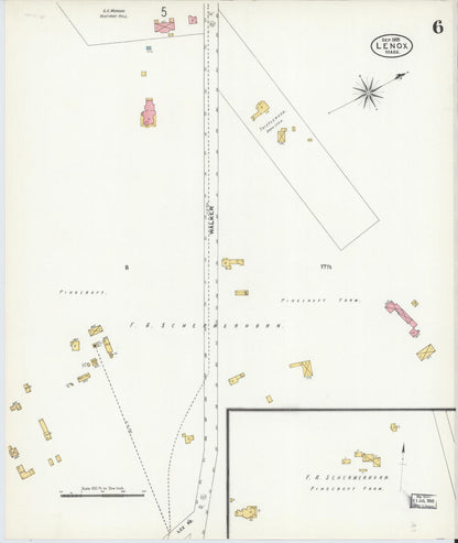 Sanborn Fire Insurance Map from Lenox, Berkshire County, Massachusetts (1905), Sheet #0006 - Complete Map Set gallery image, historic Sanborn map, vintage wall art, Massachusetts Massachusetts