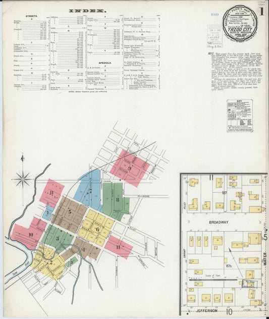 Sanborn Fire Insurance Map from Yazoo City, Yazoo County, Mississippi (1900), Sheet #0001 - Complete Map Set gallery image, historic Sanborn map, vintage wall art, Mississippi Mississippi