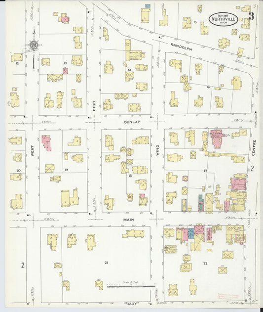 Sanborn Fire Insurance Map from Northville, Wayne County, Michigan (1909), Sheet #0003 - Historic Sanborn Fire Insurance Map Print, vintage old map wall art, antique decor, genealogy gift, Michigan Michigan map