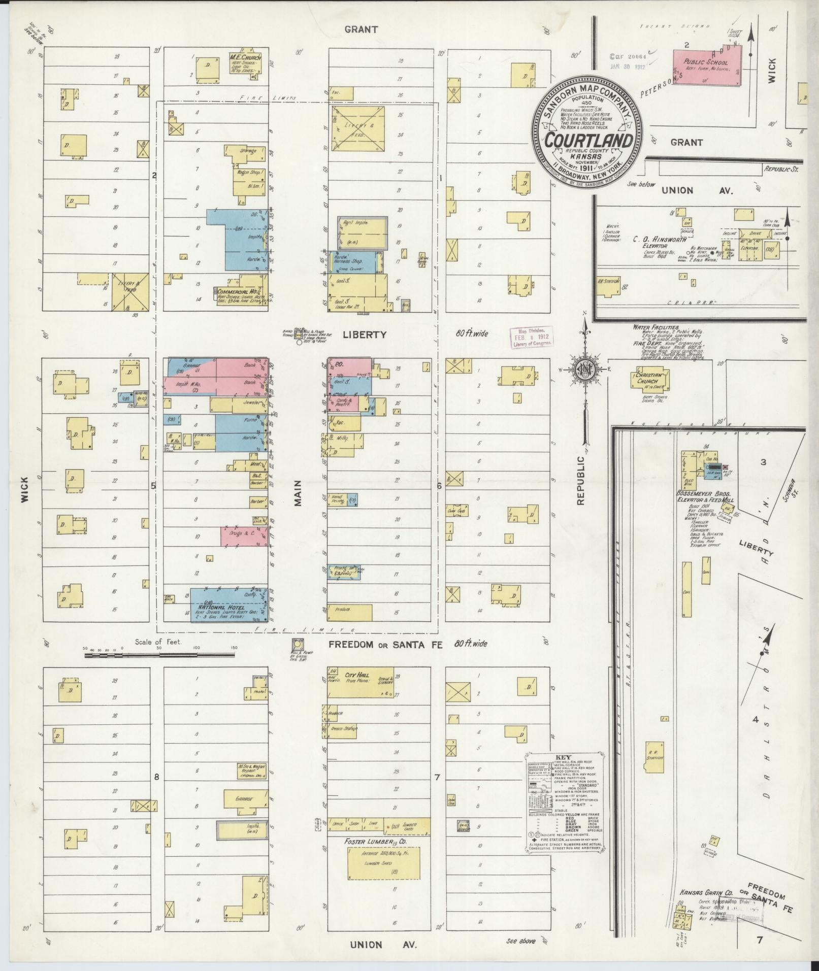 Sanborn Fire Insurance Map from Courtland, Republic County, Kansas (1911), Sheet #0001 - Historic Sanborn Fire Insurance Map Print, vintage old map wall art, antique decor, genealogy gift, Kansas Kansas map