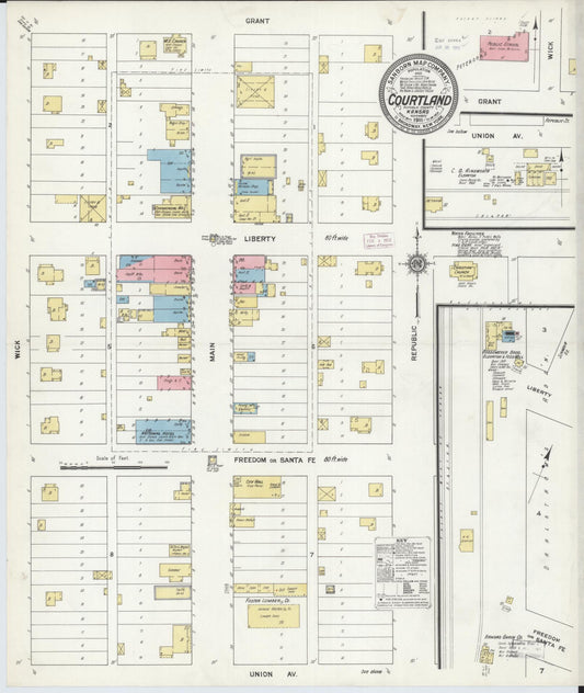 Sanborn Fire Insurance Map from Courtland, Republic County, Kansas (1911), Sheet #0001 - Historic Sanborn Fire Insurance Map Print, vintage old map wall art, antique decor, genealogy gift, Kansas Kansas map