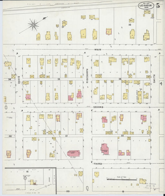 Sanborn Fire Insurance Map from Le Sueur, Le Sueur County, Minnesota (1902), Sheet #0005 - Historic Sanborn Fire Insurance Map Print, vintage old map wall art, antique decor, genealogy gift, Minnesota Minnesota map