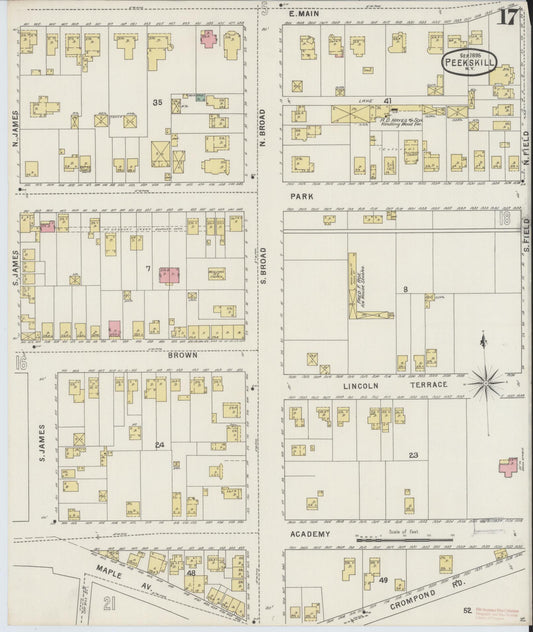 Sanborn Fire Insurance Map from Peekskill, Westchester County, New York (1895), Sheet #0017 - Historic Sanborn Fire Insurance Map Print, vintage old map wall art, antique decor, genealogy gift, New York New York map