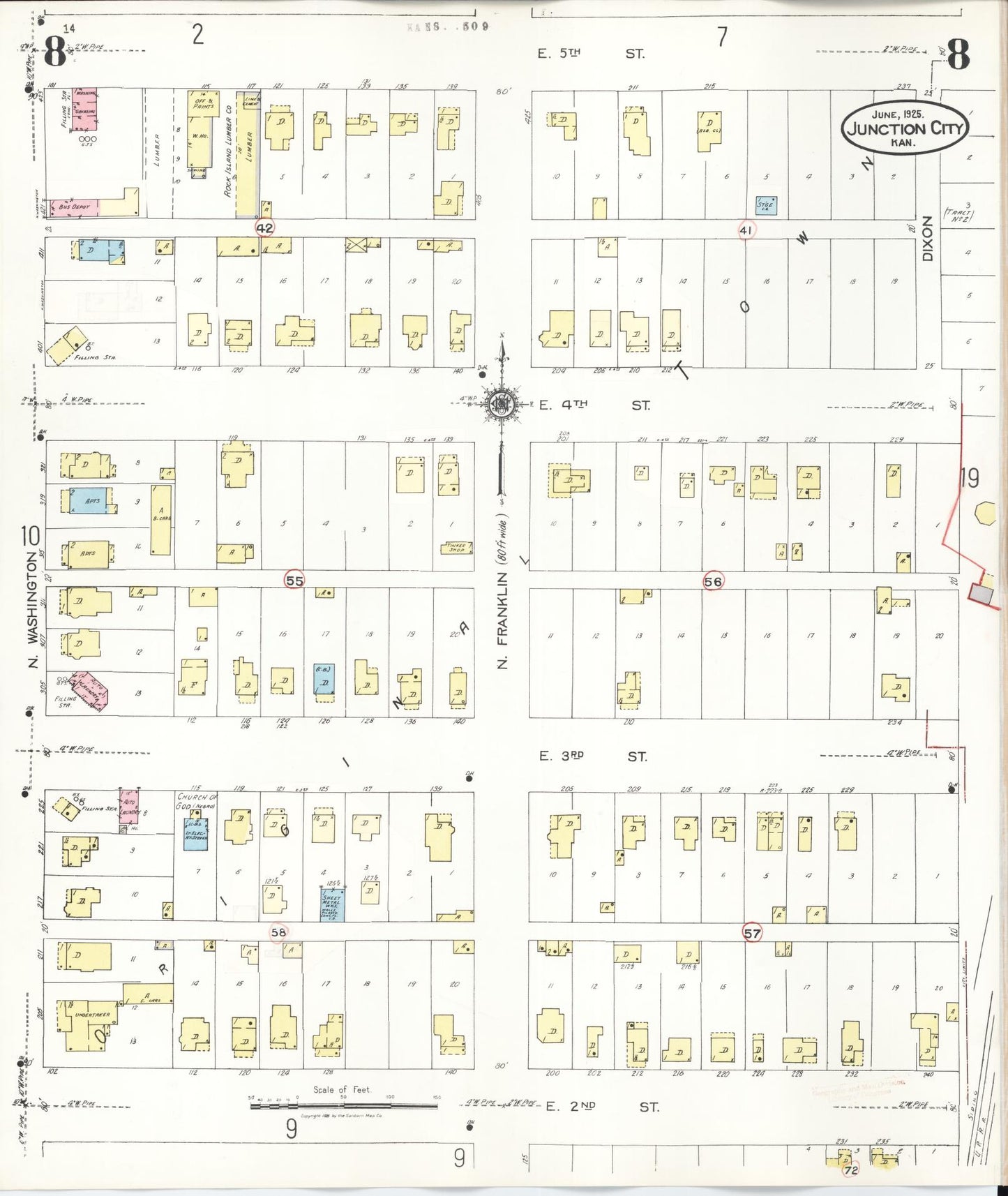 Sanborn Fire Insurance Map from Junction City, Geary County, Kansas (1947), Sheet #0008 - Historic Sanborn Fire Insurance Map Print, vintage old map wall art, antique decor, genealogy gift, Kansas Kansas map