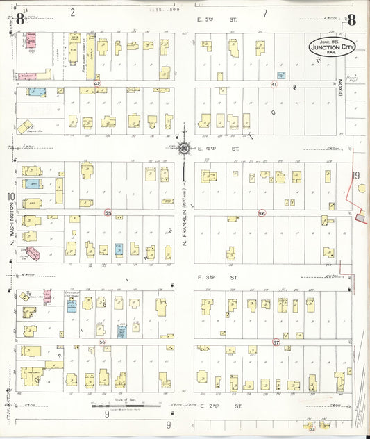 Sanborn Fire Insurance Map from Junction City, Geary County, Kansas (1947), Sheet #0008 - Historic Sanborn Fire Insurance Map Print, vintage old map wall art, antique decor, genealogy gift, Kansas Kansas map