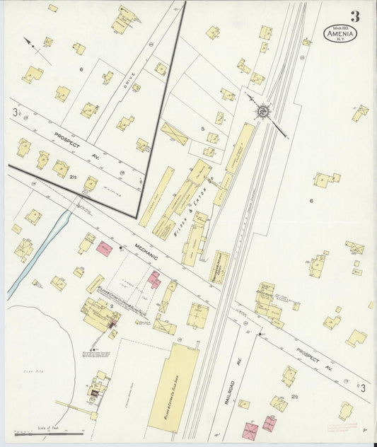 Sanborn Fire Insurance Map from Amenia, Dutchess County, New York (1913), Sheet #0003 - Historic Sanborn Fire Insurance Map Print, vintage old map wall art, antique decor, genealogy gift, New York New York map