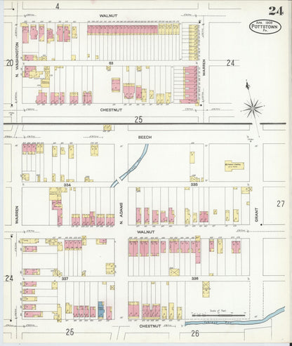 Sanborn Fire Insurance Map from Pottstown, Montgomery County, Pennsylvania (1909), Sheet #0024 - Complete Map Set gallery image, historic Sanborn map, vintage wall art, Pennsylvania Pennsylvania