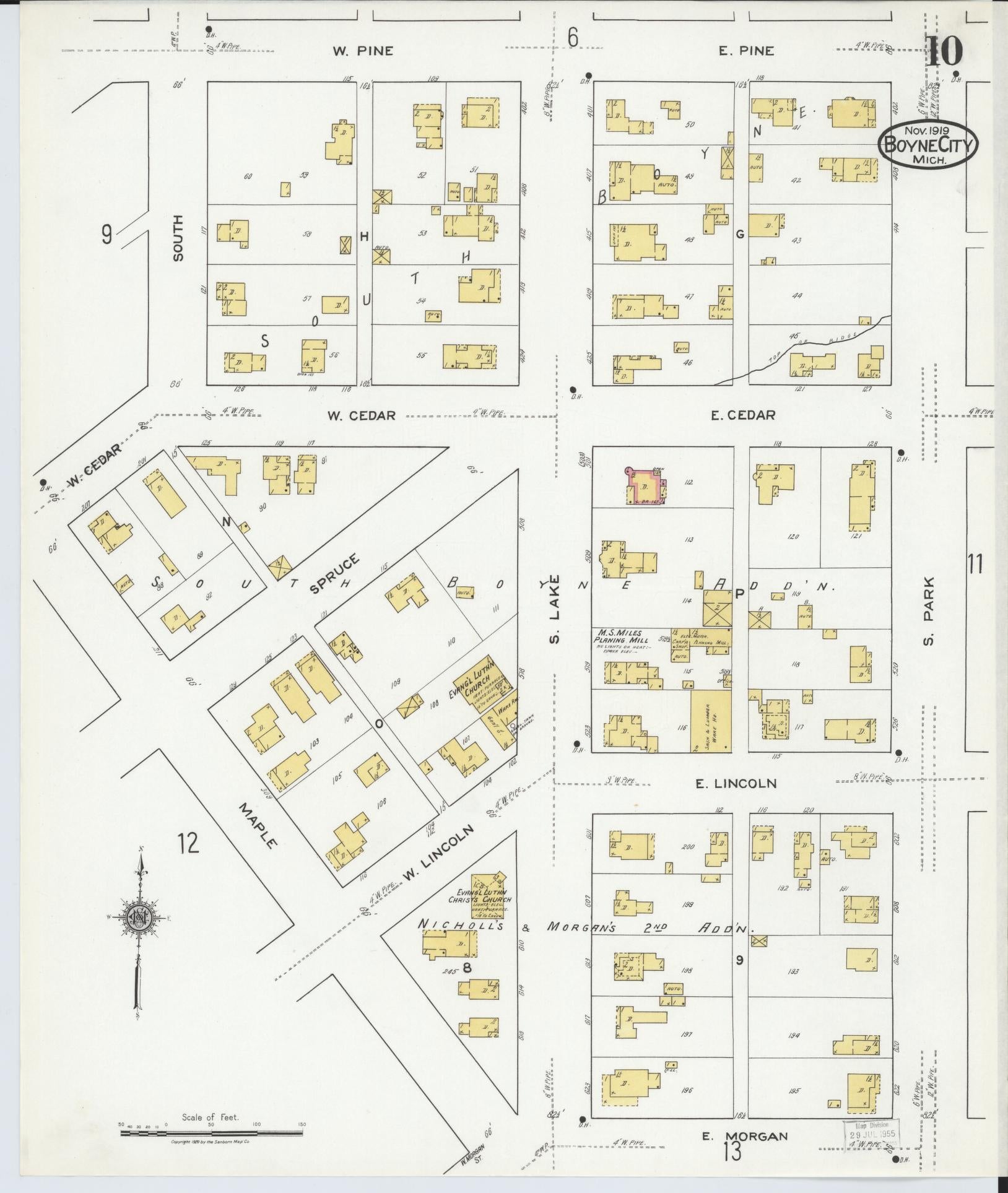 Sanborn Fire Insurance Map from Boyne City, Charlevoix County, Michigan (1919), Sheet #0010 - Complete Map Set gallery image, historic Sanborn map, vintage wall art, Michigan Michigan