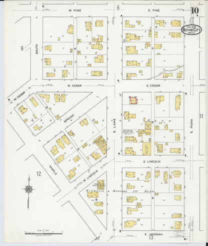 Sanborn Fire Insurance Map from Boyne City, Charlevoix County, Michigan (1919), Sheet #0010 - Complete Map Set gallery image, historic Sanborn map, vintage wall art, Michigan Michigan