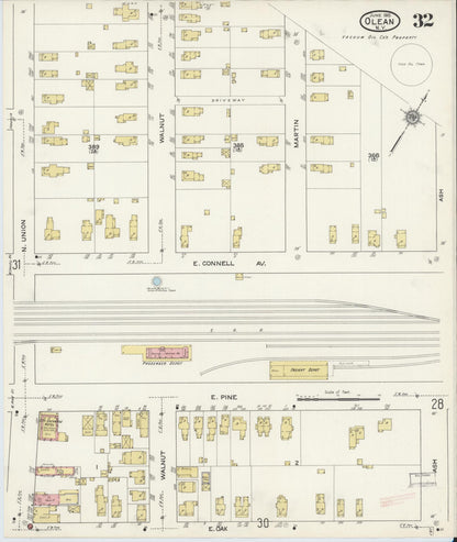Sanborn Fire Insurance Map from Olean, Cattaraugus County, New York (1915), Sheet #0032 - Complete Map Set gallery image, historic Sanborn map, vintage wall art, New York New York