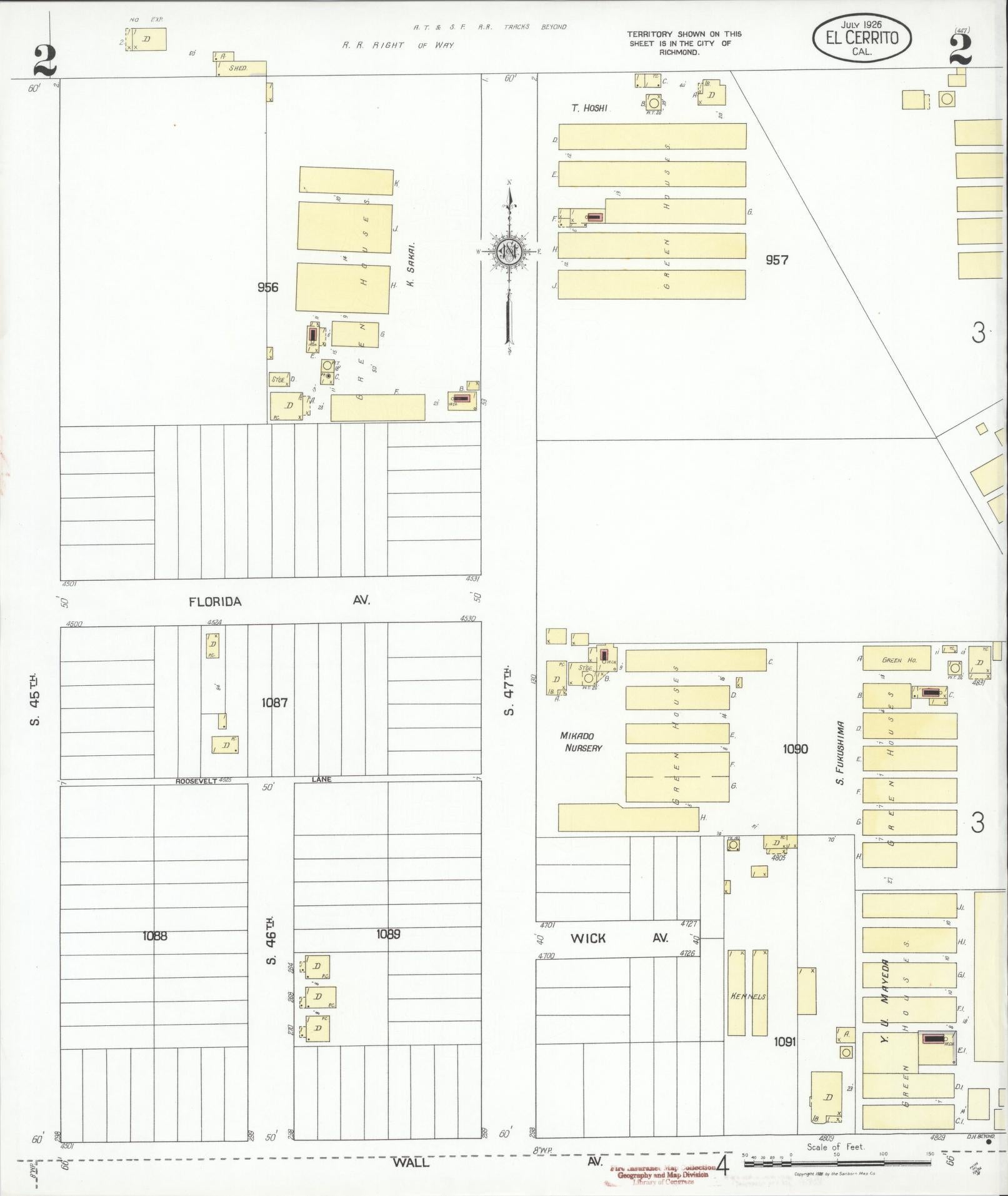 Sanborn Fire Insurance Map from El Cerrito, Contra Costa County, California (1926), Sheet #0002 - Complete Map Set gallery image, historic Sanborn map, vintage wall art, California California