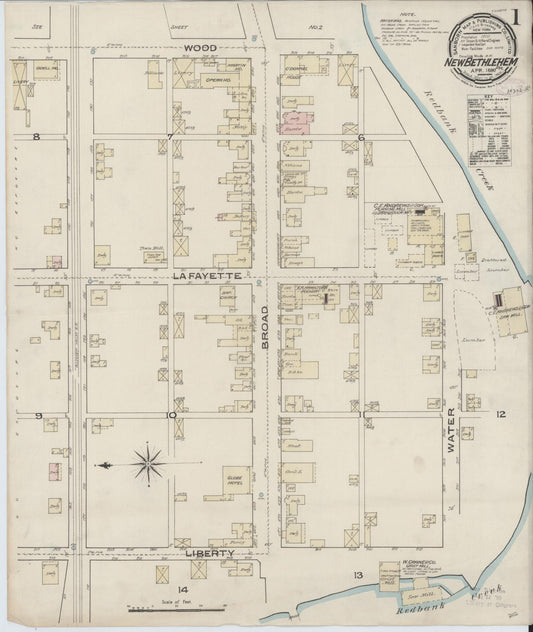 Sanborn Fire Insurance Map from New Bethlehem, Clarion County, Pennsylvania (1886), Sheet #0001 - Historic Sanborn Fire Insurance Map Print, vintage old map wall art, antique decor, genealogy gift, Pennsylvania Pennsylvania map