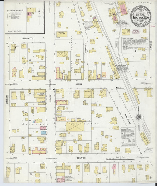 Sanborn Fire Insurance Map from Millington, Tuscola County, Michigan (1910), Sheet #0001 - Historic Sanborn Fire Insurance Map Print, vintage old map wall art, antique decor, genealogy gift, Michigan Michigan map