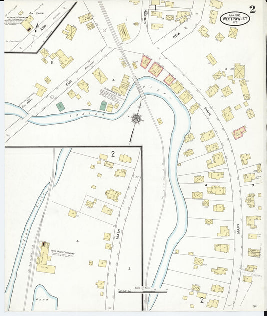 Sanborn Fire Insurance Map from West Pawlet, Rutland County, Vermont (1910), Sheet #0002 - Historic Sanborn Fire Insurance Map Print, vintage old map wall art, antique decor, genealogy gift, Vermont Vermont map