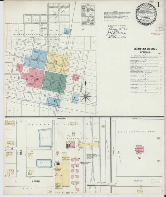 Sanborn Fire Insurance Map from Virden, Macoupin County, Illinois (1894), Sheet #0001 - Complete Map Set gallery image, historic Sanborn map, vintage wall art, Illinois Illinois
