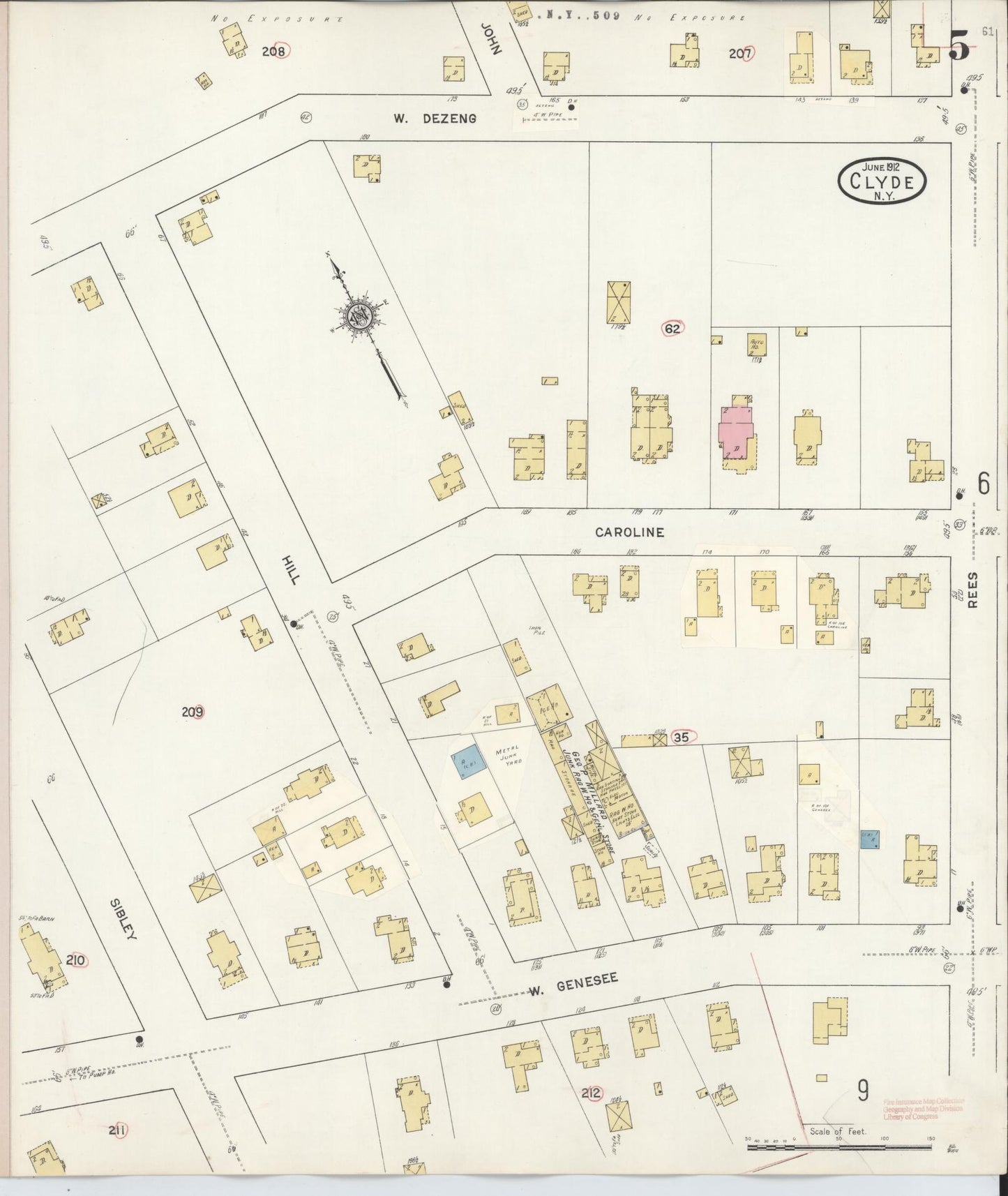 Sanborn Fire Insurance Map from Clyde, Wayne County, New York (1932), Sheet #0005 - Complete Map Set gallery image, historic Sanborn map, vintage wall art, New York New York