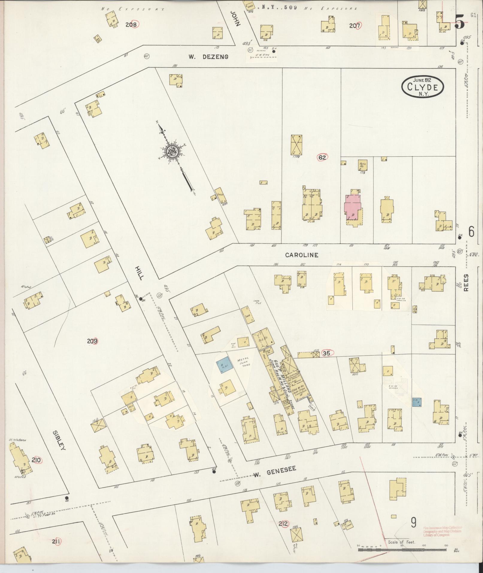 Sanborn Fire Insurance Map from Clyde, Wayne County, New York (1932), Sheet #0005 - Complete Map Set gallery image, historic Sanborn map, vintage wall art, New York New York