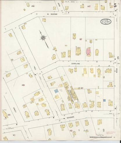 Sanborn Fire Insurance Map from Clyde, Wayne County, New York (1932), Sheet #0005 - Complete Map Set gallery image, historic Sanborn map, vintage wall art, New York New York