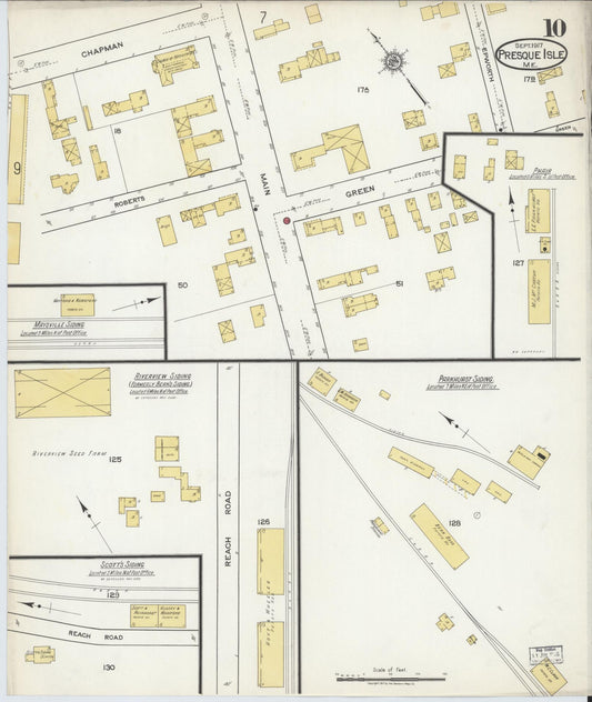 Sanborn Fire Insurance Map from Presque Isle, Aroostook County, Maine (1917), Sheet #0010 - Historic Sanborn Fire Insurance Map Print, vintage old map wall art, antique decor, genealogy gift, Maine Maine map