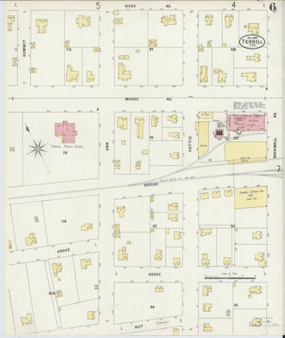 Sanborn Fire Insurance Map from Terrell, Kaufman County, Texas (1897), Sheet #0006 - Historic Sanborn Fire Insurance Map Print, vintage old map wall art, antique decor, genealogy gift, Texas Texas map