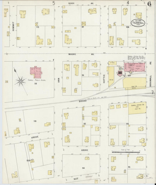 Sanborn Fire Insurance Map from Terrell, Kaufman County, Texas (1897), Sheet #0006 - Historic Sanborn Fire Insurance Map Print, vintage old map wall art, antique decor, genealogy gift, Texas Texas map