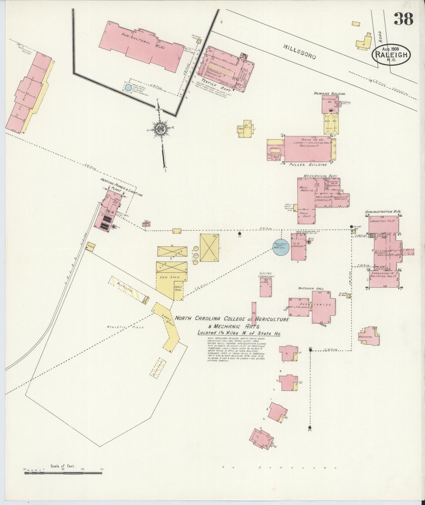 Sanborn Fire Insurance Map from Raleigh, Wake County, North Carolina (1909), Sheet #0038 - Complete Map Set gallery image, historic Sanborn map, vintage wall art, North Carolina North Carolina