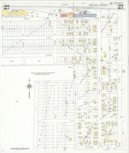 Sanborn Fire Insurance Map from Centralia, Marion, Clinton, Jefferson, and Washington Counties, Illinois (1938), Sheet #0027 - Historic Sanborn Fire Insurance Map Print, vintage old map wall art, antique decor, genealogy gift, Illinois Illinois map