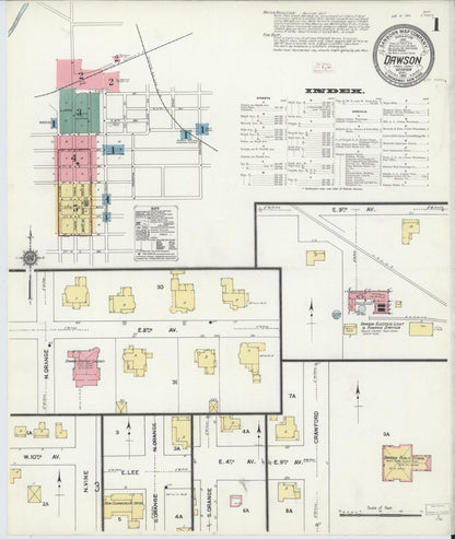 Sanborn Fire Insurance Map from Dawson, Terrell County, Georgia (1911), Sheet #0001 - Complete Map Set gallery image, historic Sanborn map, vintage wall art, Georgia Georgia