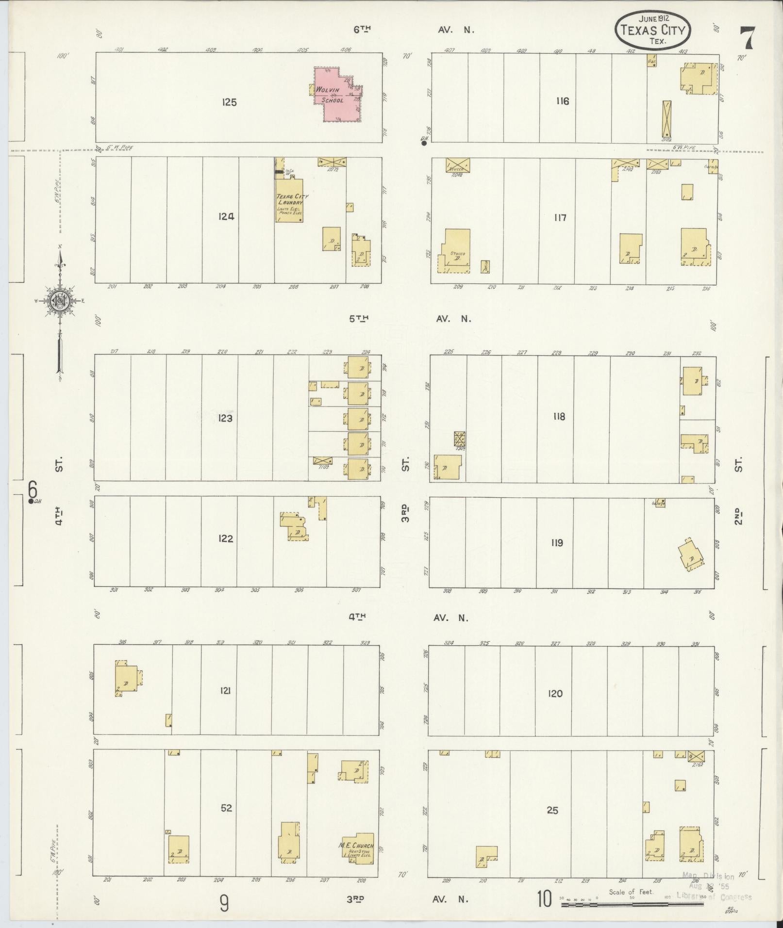 Sanborn Fire Insurance Map from Texas City, Galveston County, Texas (1912), Sheet #0007 - Complete Map Set gallery image, historic Sanborn map, vintage wall art, Texas Texas